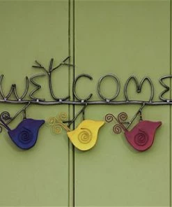 Ancient Graffiti Plaques, Stepping Stones & Wall Decor Ceramic Birds On Twig Welcome Sign