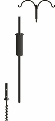 Birds Choice Garden Pole Set-2 Hangers, Baffle And Ground Auger