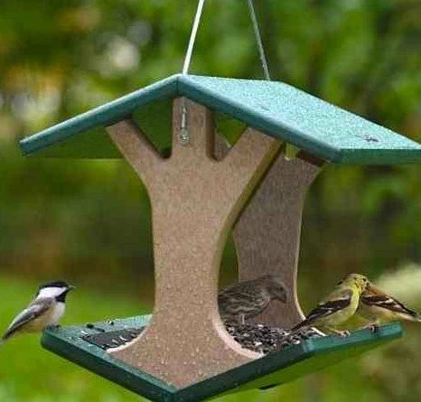 Birds Choice Recycled Hanging Fly-Thru Feeder Recycled Birdhouses