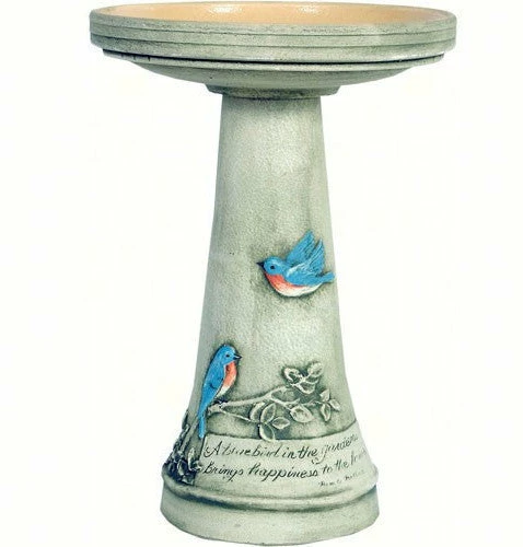 Burley Clay Bluebird Pedestal Birdbath-Locking Top Staked & Pedestal Bird Baths