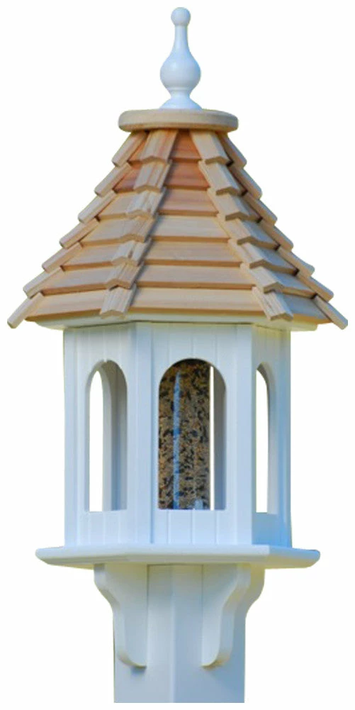 The Birdhouse Chick Vinyl Bird Feeders Gazebo Bird Feeder-Vinyl With Cypress Roof 10x28