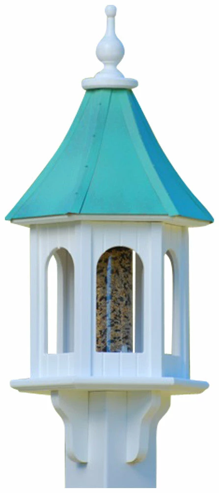 The Birdhouse Chick Copper Roof Bird Feeders Copper Roof Multi-Sided Bird Feeder - 28x10