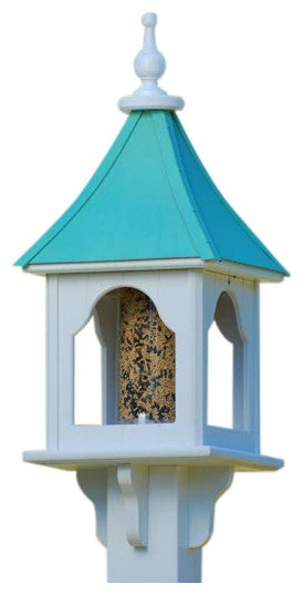 The Birdhouse Chick Copper Roof Square Bird Feeder - 28x10