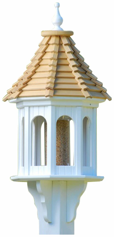 The Birdhouse Chick Vinyl Bird Feeders Large Gazebo Bird Feeder-Vinyl With Cypress Roof 14x36