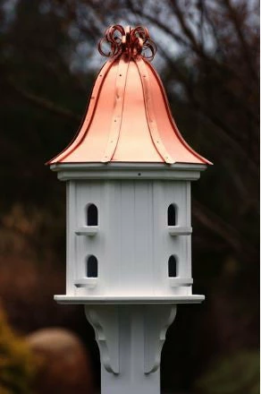 The Birdhouse Chick Copper Roof Birdhouses Copper Roof Dovecote Birdhouse 36x14 Ribbon Detail- 8 Perches