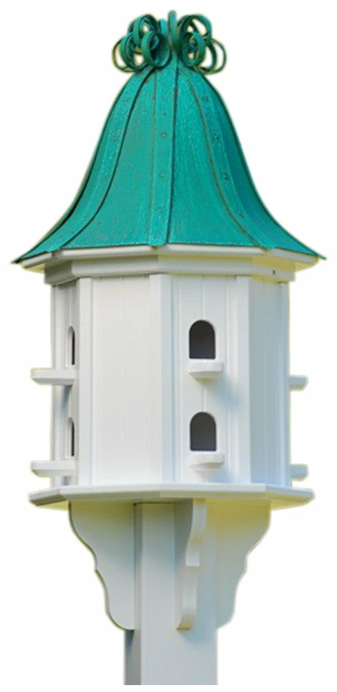 The Birdhouse Chick Copper Roof Birdhouses Copper Roof Dovecote Birdhouse 36x14 Ribbon Detail- 8 Perches