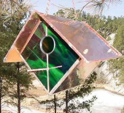 Black Hills Glass Works Unique Birdhouses Copper-Stained Glass Birdhouse