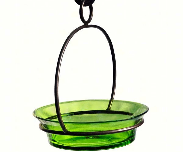 Couronne Unique Bird Feeders Glass Globe Dish Feeder/Mini-Bath- Red Or Lime