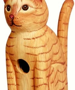 Bobbo Unique Birdhouses Cat Sitting Wooden Birdhouse