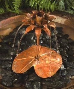 Ancient Graffiti Copper Lotus Bird Bath Fountain Dripper