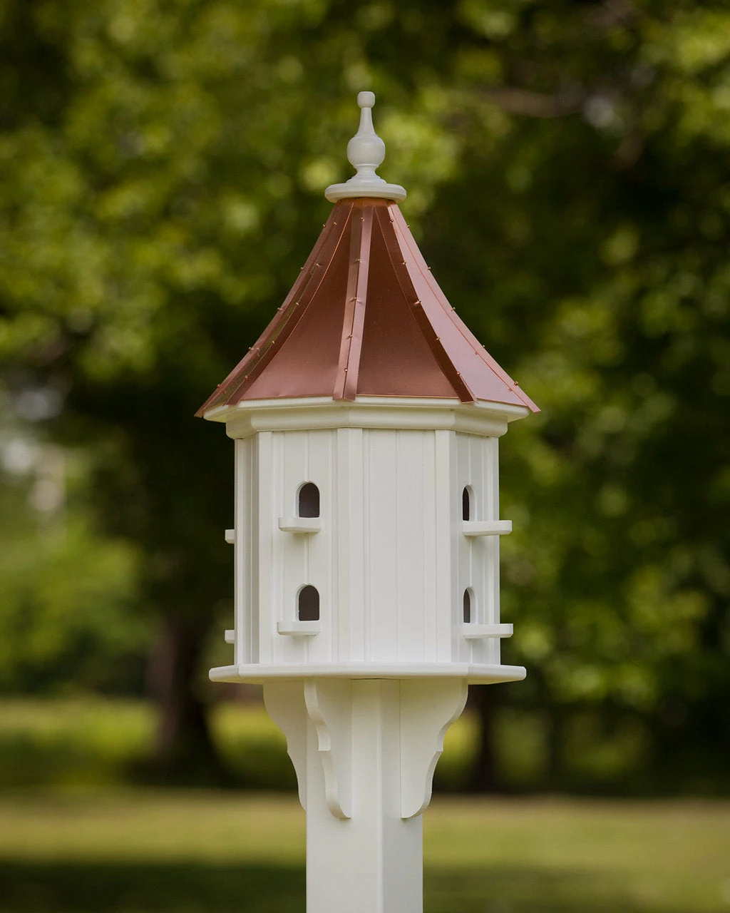 The Birdhouse Chick Copper Roof Dovecote Birdhouse 36x14 Slope- 8 Perches Copper Roof Birdhouses