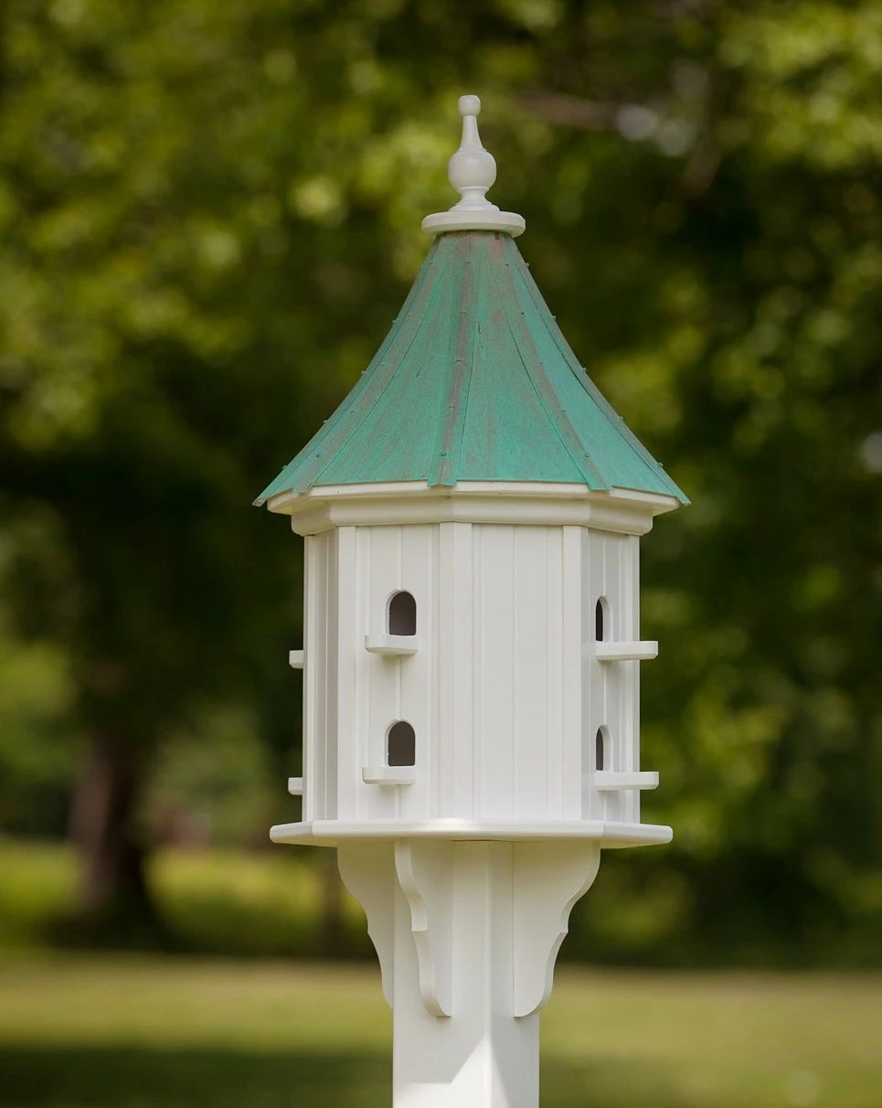 The Birdhouse Chick Copper Roof Dovecote Birdhouse 36x14 Slope- 8 Perches Copper Roof Birdhouses