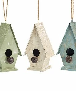 The Birdhouse Chick Distressed Cottage Birdhouses Set/3 Unique Birdhouses