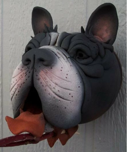Doug Fey Boston Terrier Ceramic Birdhouse Unique Birdhouses