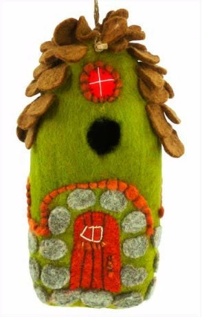 DZI Handmade Designs Felted Wool Birdhouse-Forest House Unique Birdhouses