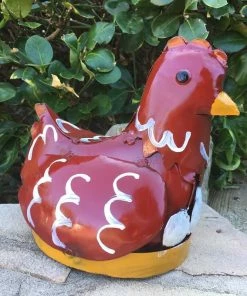 The Birdhouse Chick Hen With Eggs Metal Yard Art