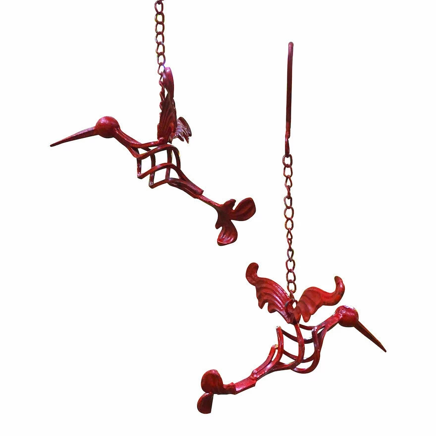 The Birdhouse Chick Iron Hummingbird Set- Red Or White