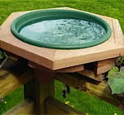 Songbird Essentials Wooden Deck-Mount Bird Bath