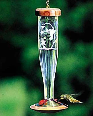 Songbird Essentials Hummingbird Feeders Crystal Etched Hummingbird Feeder- Clear Or Cobalt