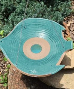 Anthony Stoneware Hanging Bird Baths Pottery Hanging Bird Bath- Bird In Flight
