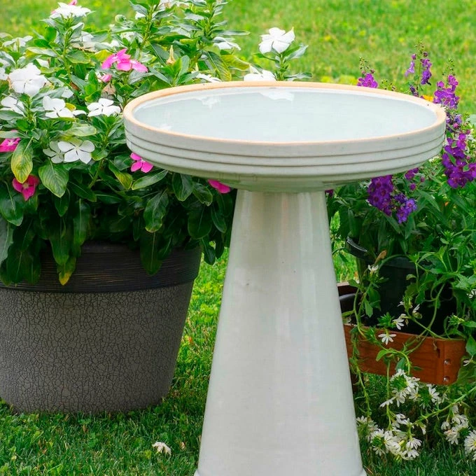 Burley Clay Staked & Pedestal Bird Baths Simple Elegance Pedestal Bird Bath- 5 Colors