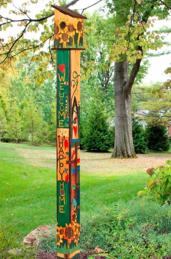 Studio M Birdhouse Art Poles 6 Ft. Post Unique Birdhouses