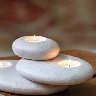 Garden Age Supply Stacked Stone Candle Holder