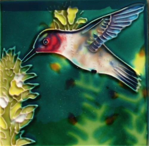 TileCraft Ceramic Art Tile-Hummingbird 4x4 Plaques, Stepping Stones & Wall Decor