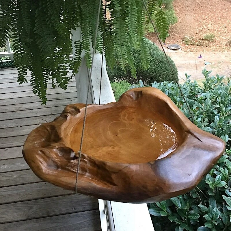 The Birdhouse Chick Teak Hanging Bird Bath