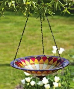 Evergreen Enterprises Tiffany Glass Hanging Bird Bath