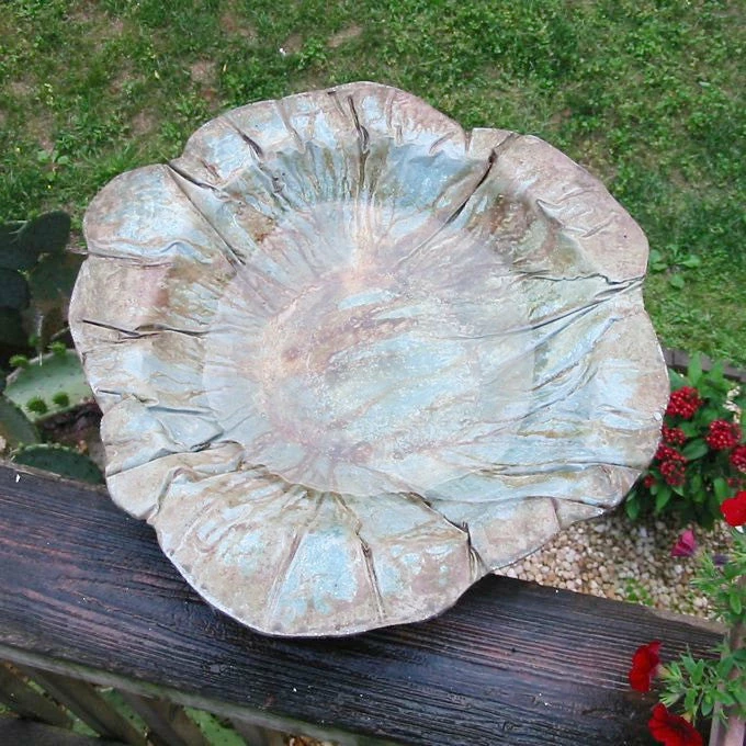 John Lamos Deck & Ground Bird Baths Large Ground Bird Bath- Organic Patina