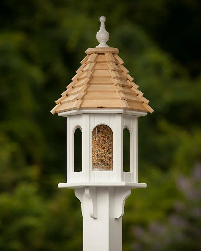 The Birdhouse Chick Vinyl Bird Feeders Gazebo Bird Feeder-Vinyl With Cypress Roof 10x28