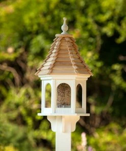 The Birdhouse Chick Vinyl Bird Feeders Gazebo Bird Feeder-Vinyl With Cypress Roof 12x28
