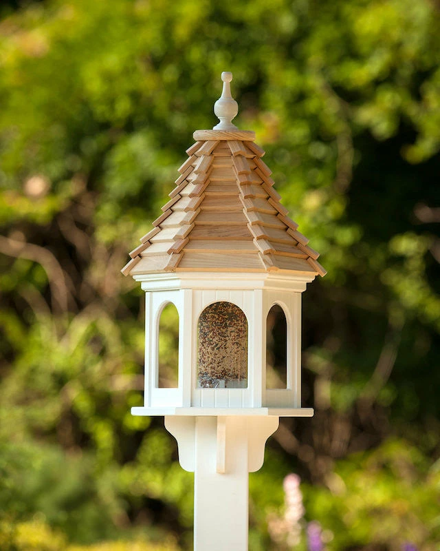 The Birdhouse Chick Vinyl Bird Feeders Gazebo Bird Feeder-Vinyl With Cypress Roof 12x28
