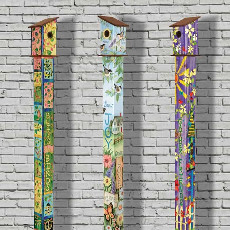 Studio M Birdhouse Art Poles 6 Ft. Post Unique Birdhouses