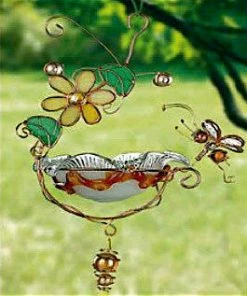 Popular Hanging Dish Feeder/Mini Bath Stained Glass