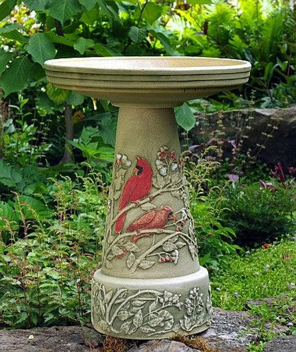 Burley Clay Cardinal Bird Bath With Locking Top Staked & Pedestal Bird Baths