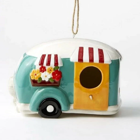 The Birdhouse Chick Unique Birdhouses Ceramic Camper Birdhouse