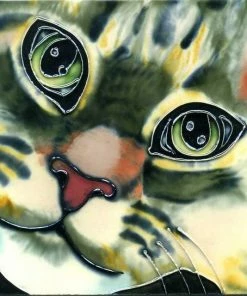 TileCraft Close-Up Ceramic Cat Tile-2 Sizes Plaques, Stepping Stones & Wall Decor