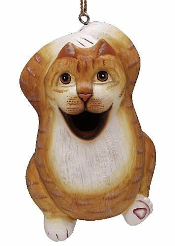 Bobbo Chillin' Orange Tabby Wood Birdhouse