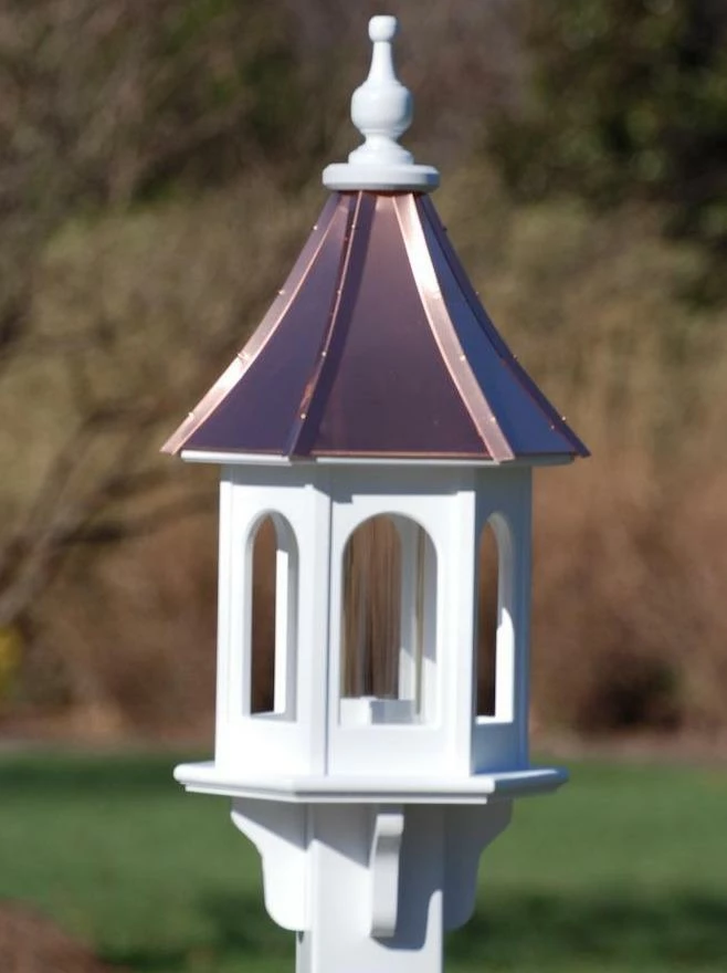The Birdhouse Chick Copper Roof Bird Feeders Copper Roof Multi-Sided Bird Feeder - 28x10