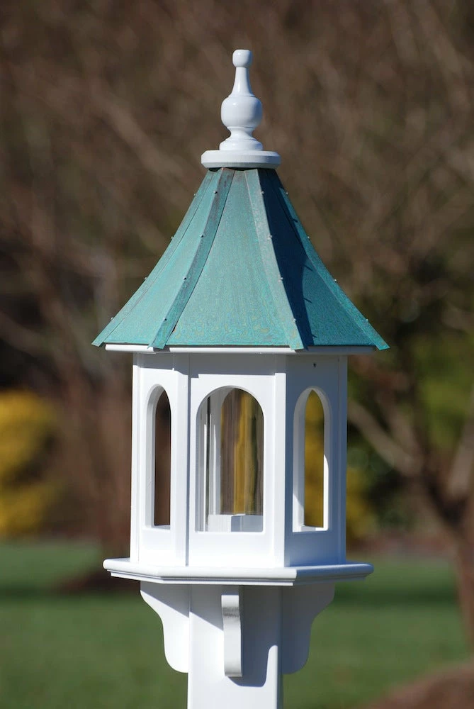 The Birdhouse Chick Copper Roof Bird Feeders Copper Roof Multi-Sided Bird Feeder - 28x10