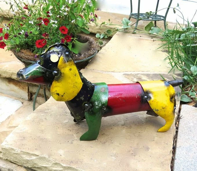 The Birdhouse Chick Dachshund Recycled Metal Yard Art