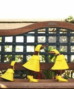 The Birdhouse Chick Puddle Ducks Teak Garden Sculpture