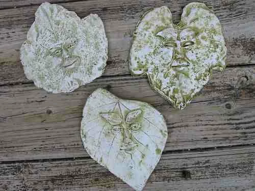 Ancient Graffiti Ceramic Leaf Spirits Plaque