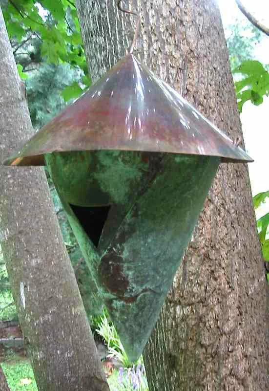 The Birdhouse Chick Unique Birdhouses Aged Copper Birdhouse