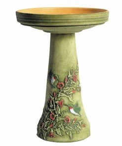 Burley Clay Staked & Pedestal Bird Baths Hummingbird Bird Bath-Lock Top