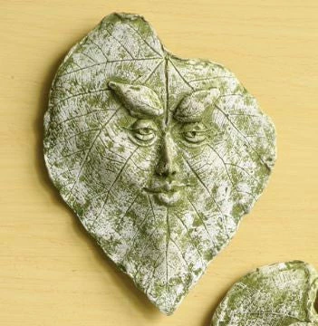 Ancient Graffiti Ceramic Leaf Spirits Plaque