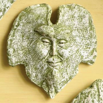 Ancient Graffiti Ceramic Leaf Spirits Plaque