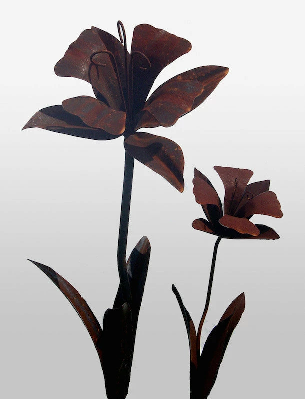 Iron Age Huge Hand Forged Daffodils Statuary & Sculpture